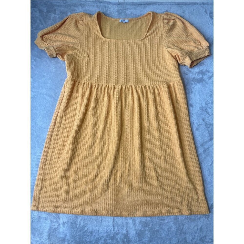 Polagram Dress Orange Rivne Cottage Core Orange Stretch Plus 2X - Picture 3 of 9